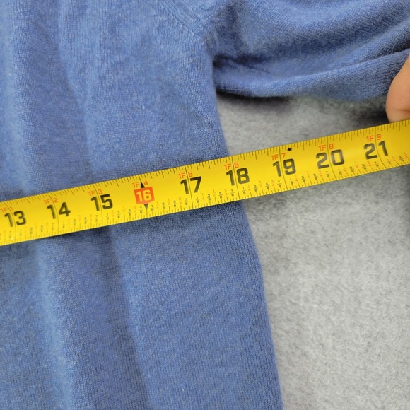 Sweater Mens medium Blue High Neck Cashmere Pullover Elbow Patch Made In Italy - Picture 6 of 7